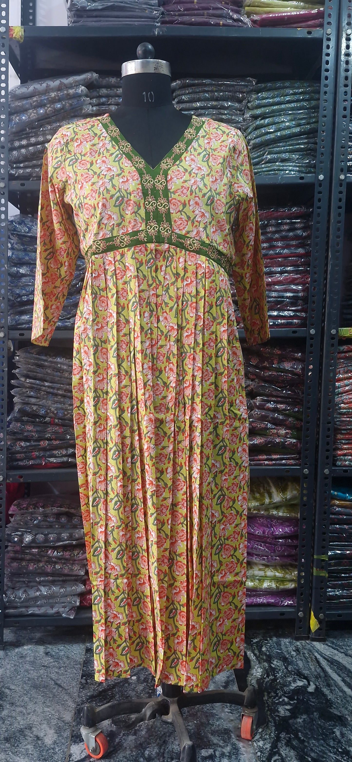 Yellow floral Alia kurta