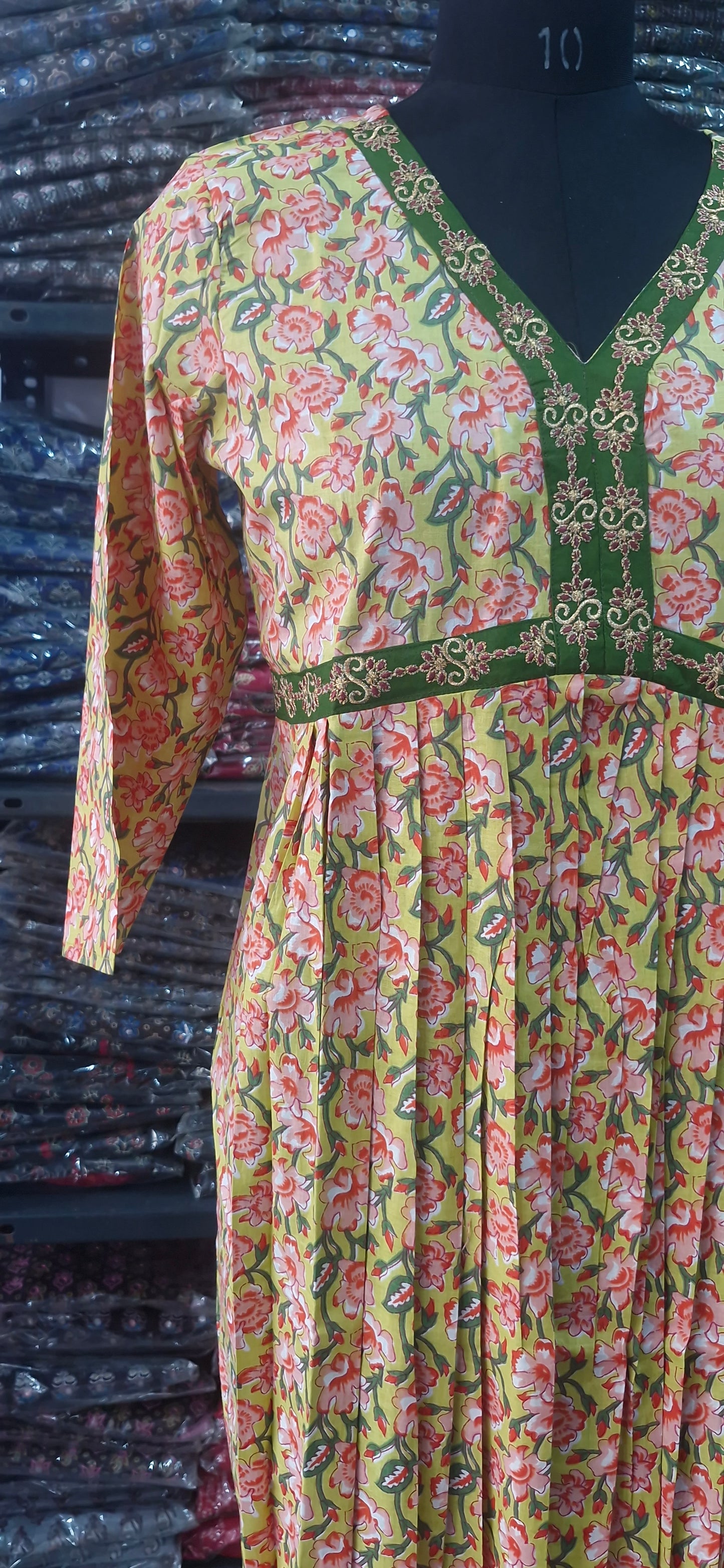 Yellow floral Alia kurta