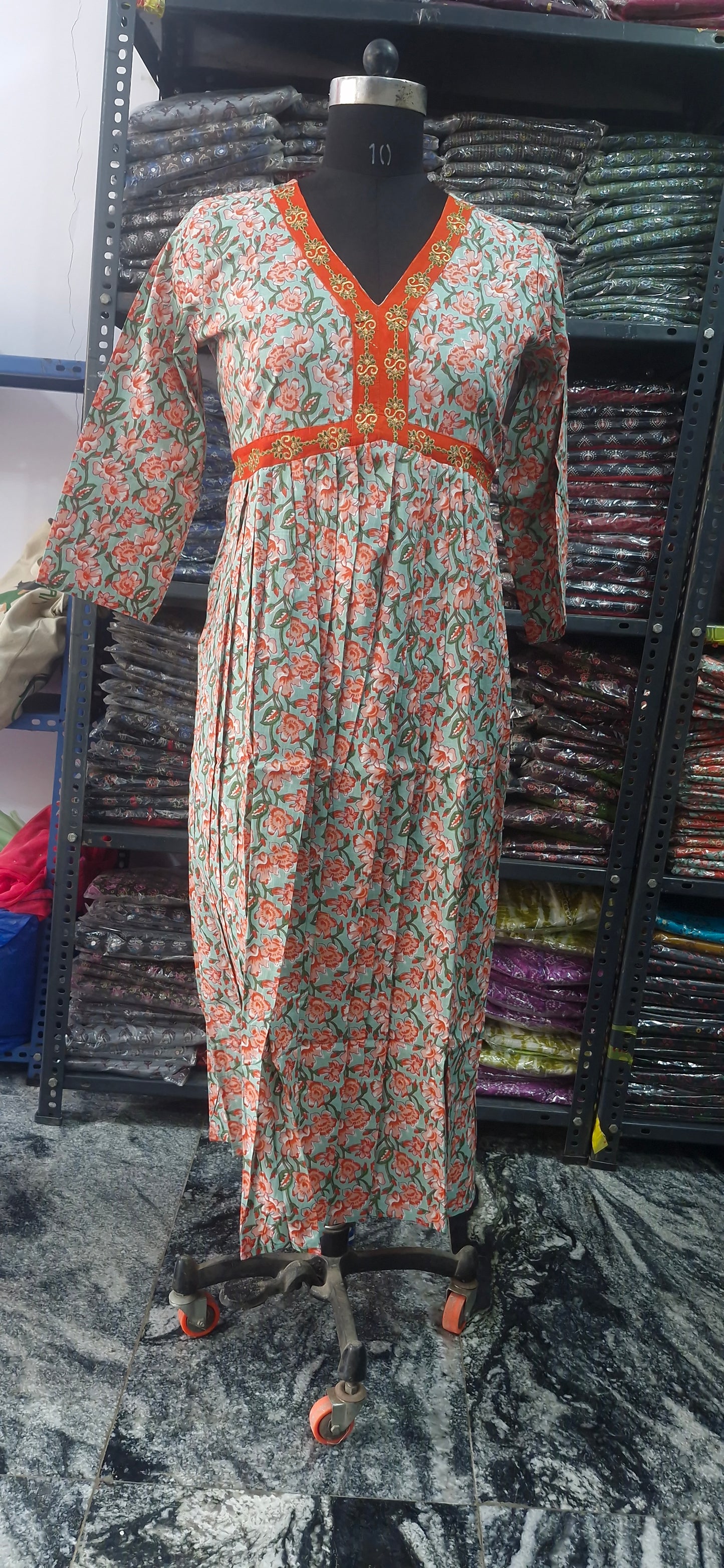 Sea Green floral Alia kurta