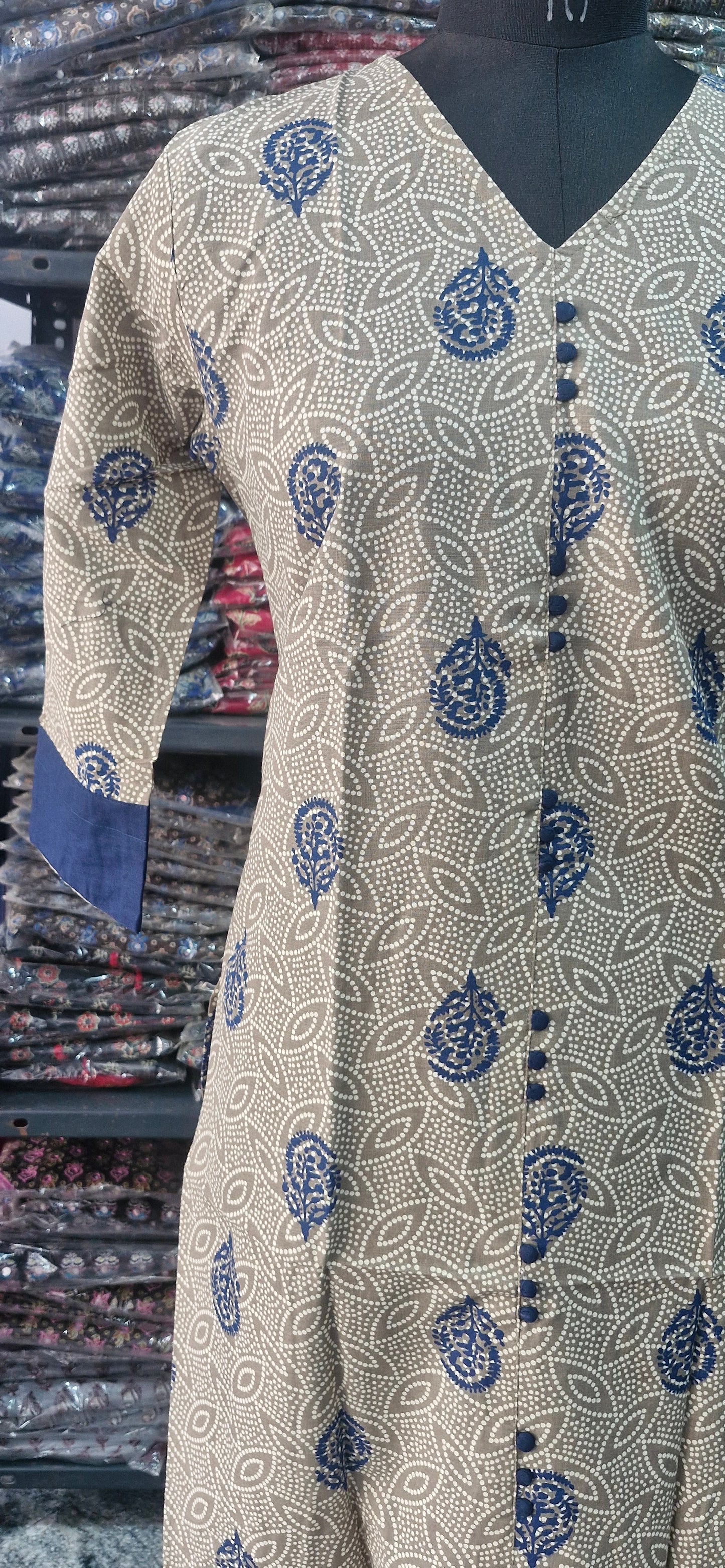 Grey and Navy kurta