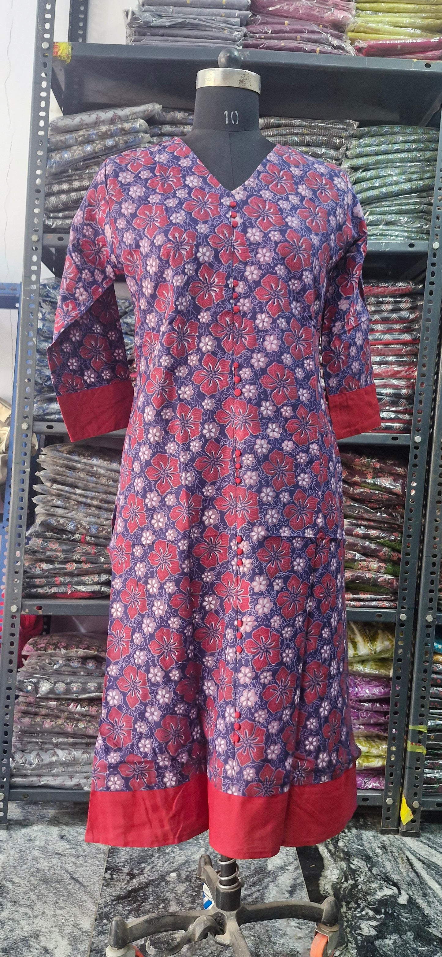 Navy and Merron floral kurta