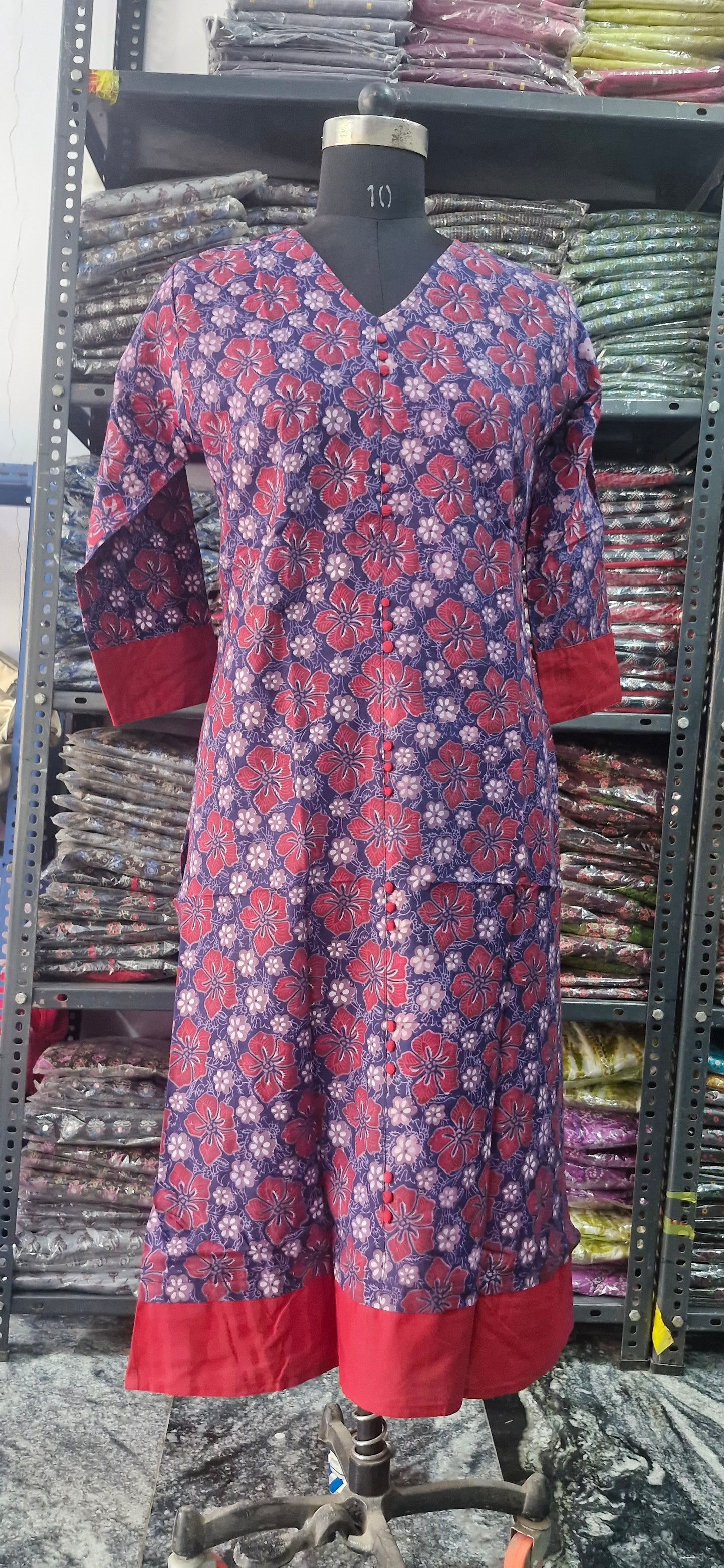 Navy and Merron floral kurta