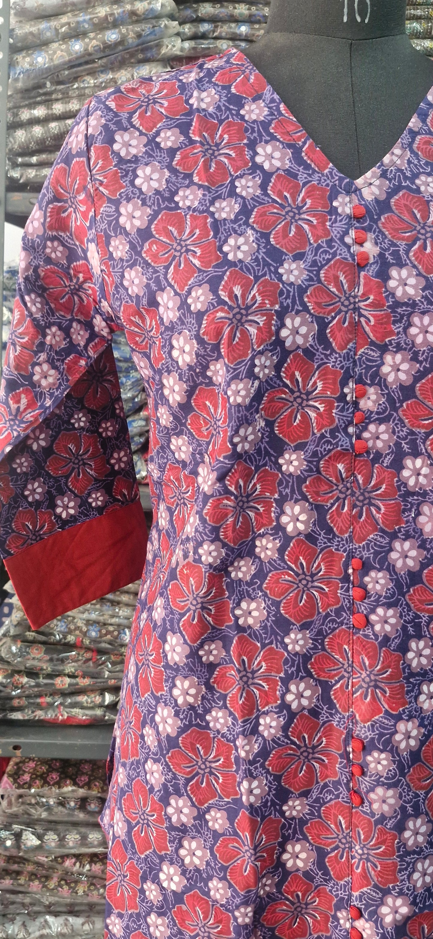 Navy and Merron floral kurta