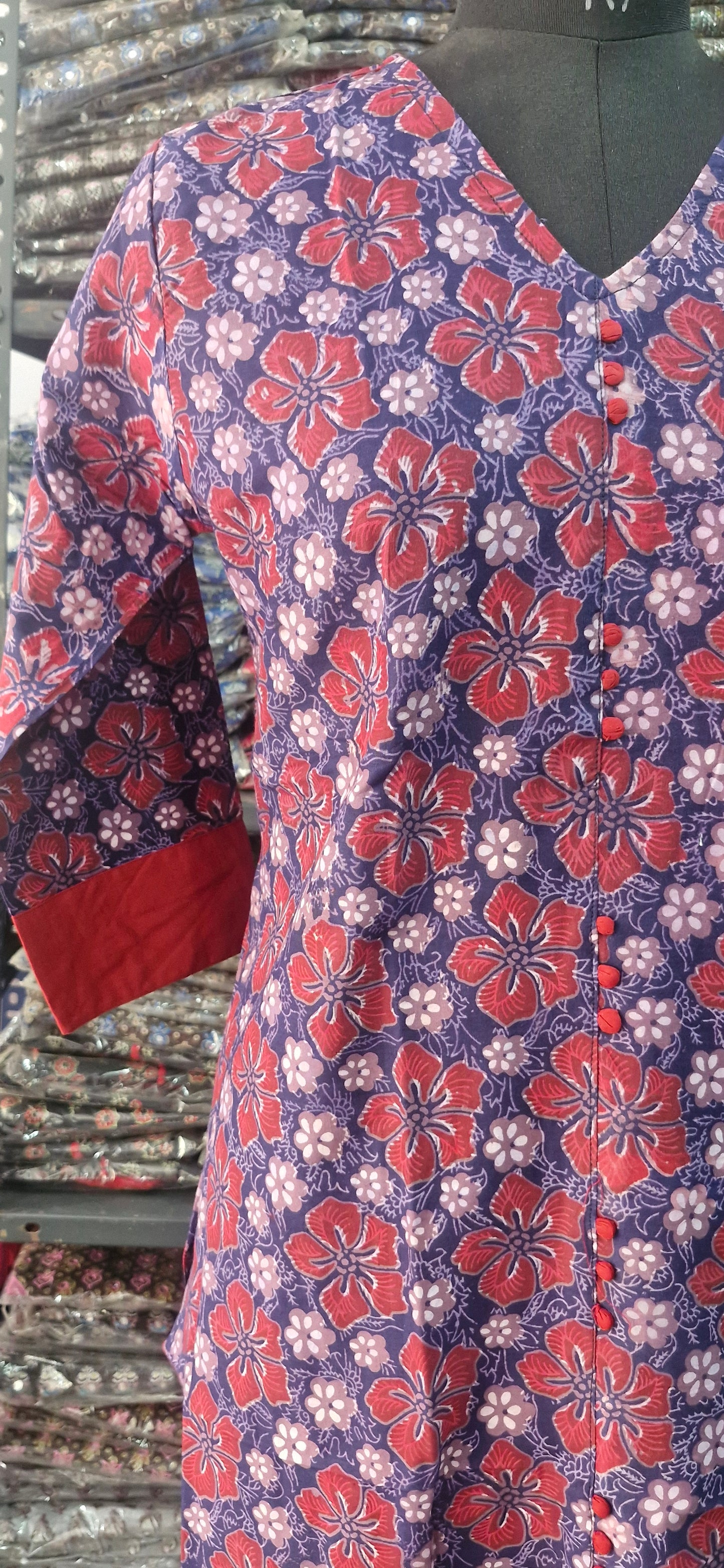 Navy and Merron floral kurta