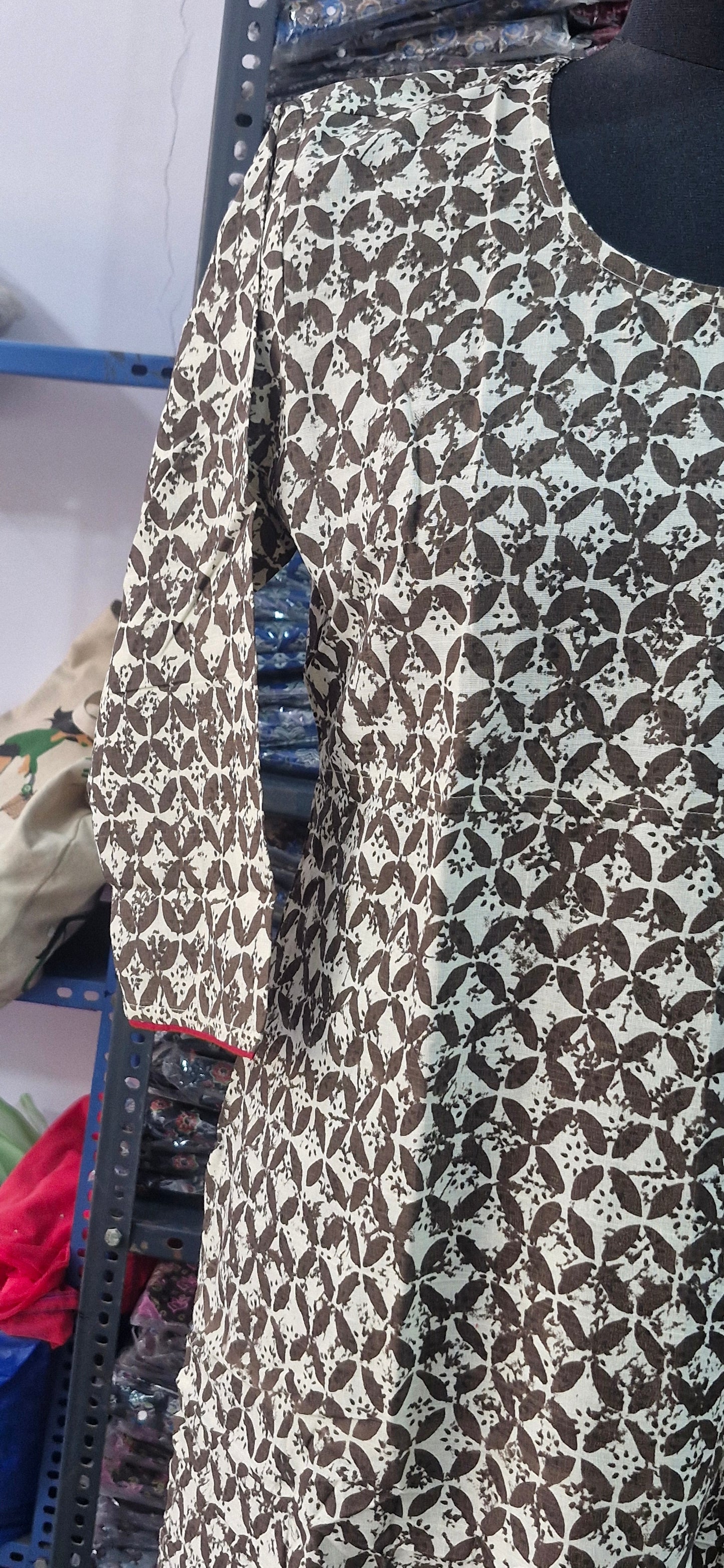 White and brown tassel kurta