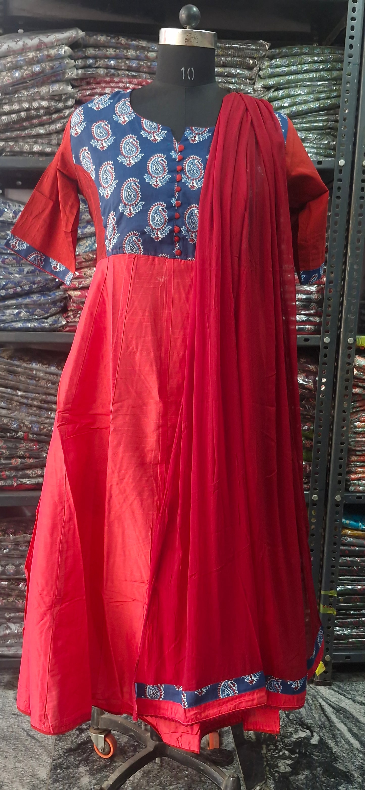 Peach and Indigo Anarkali