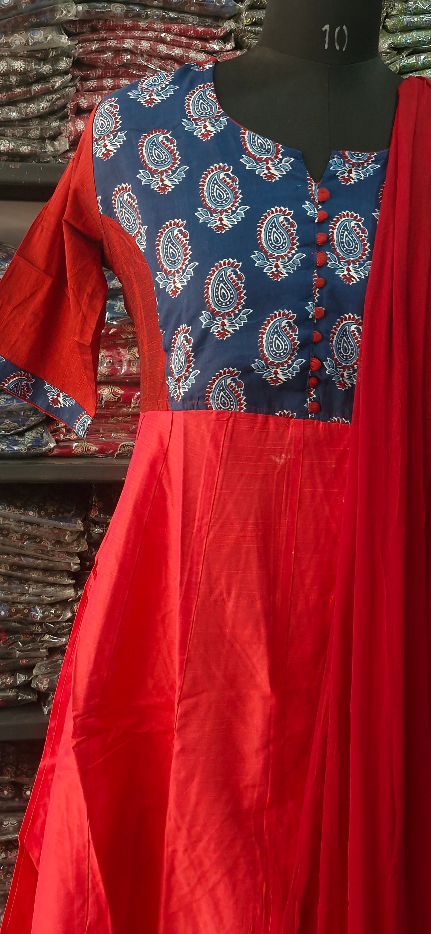 Peach and Indigo Anarkali
