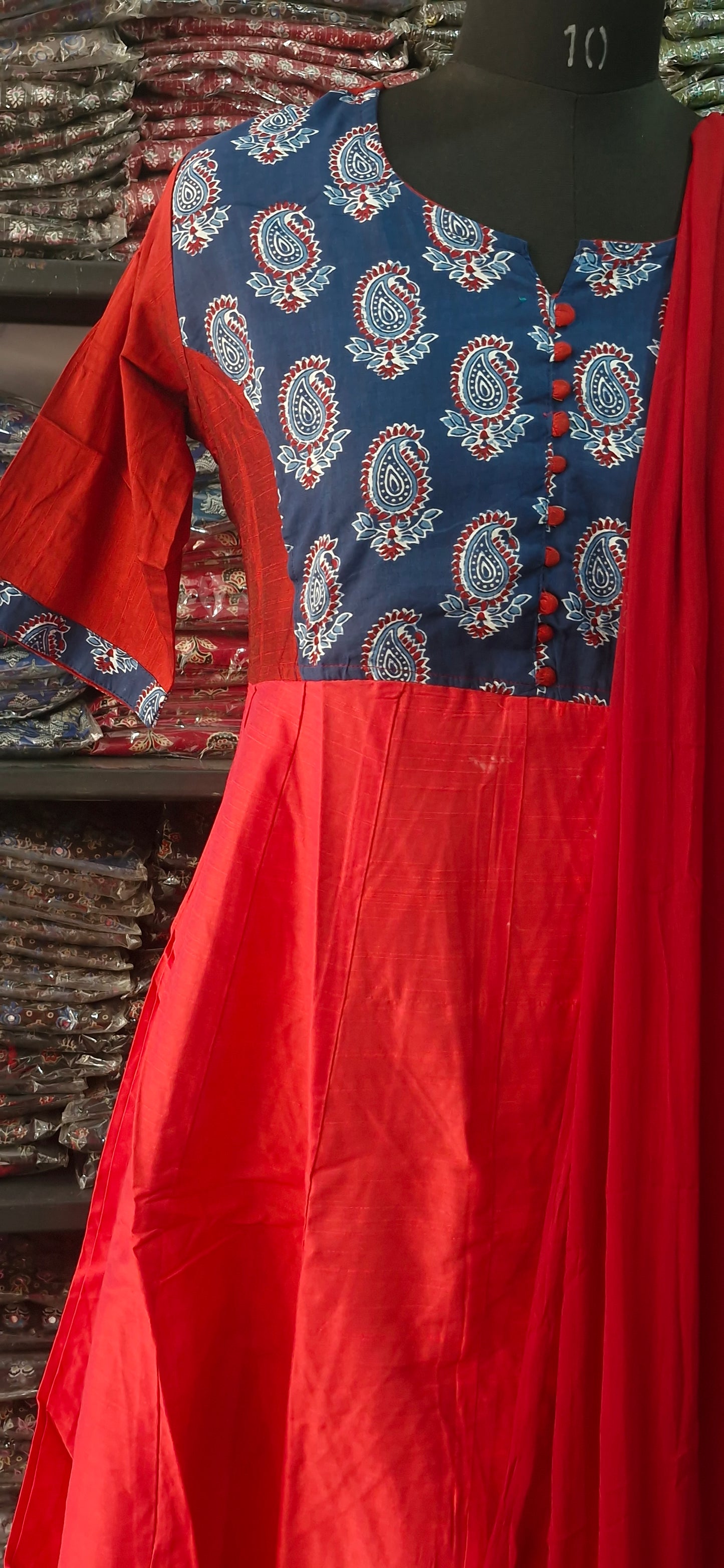 Peach and Indigo Anarkali