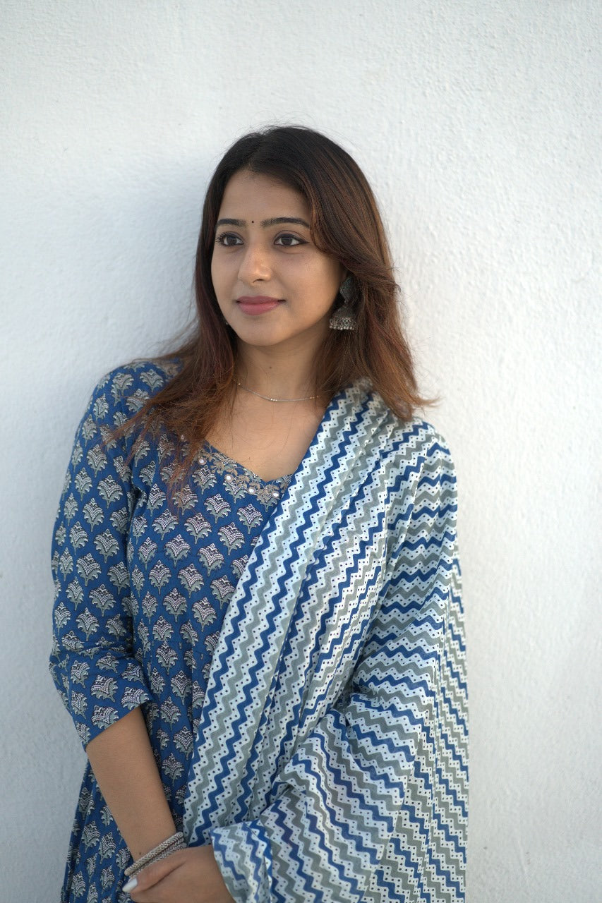 Royal Blue Jaipuri Anarkali