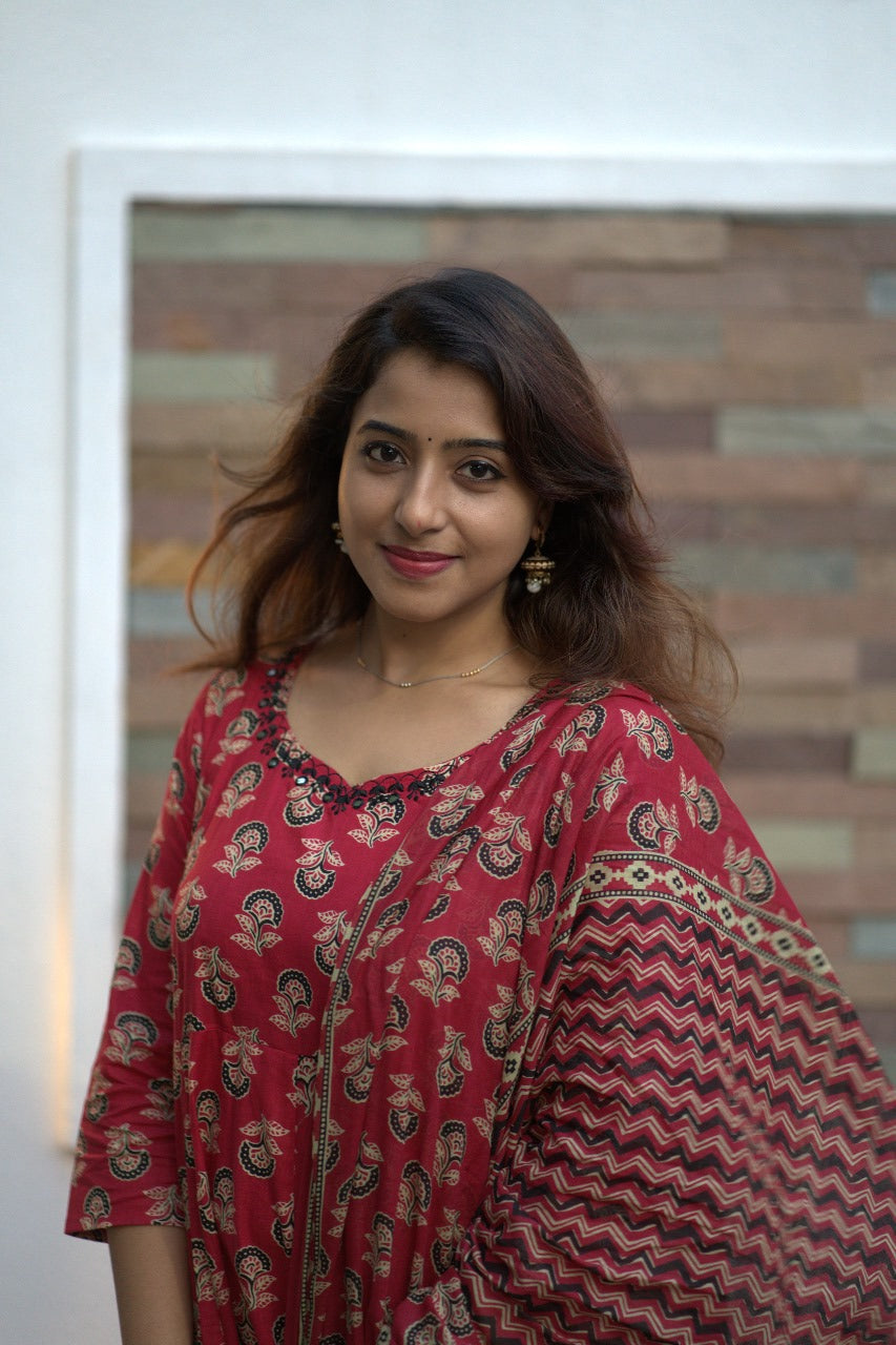 Red Jaipuri Anarkali