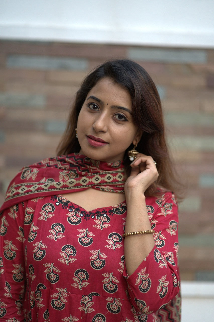 Red Jaipuri Anarkali