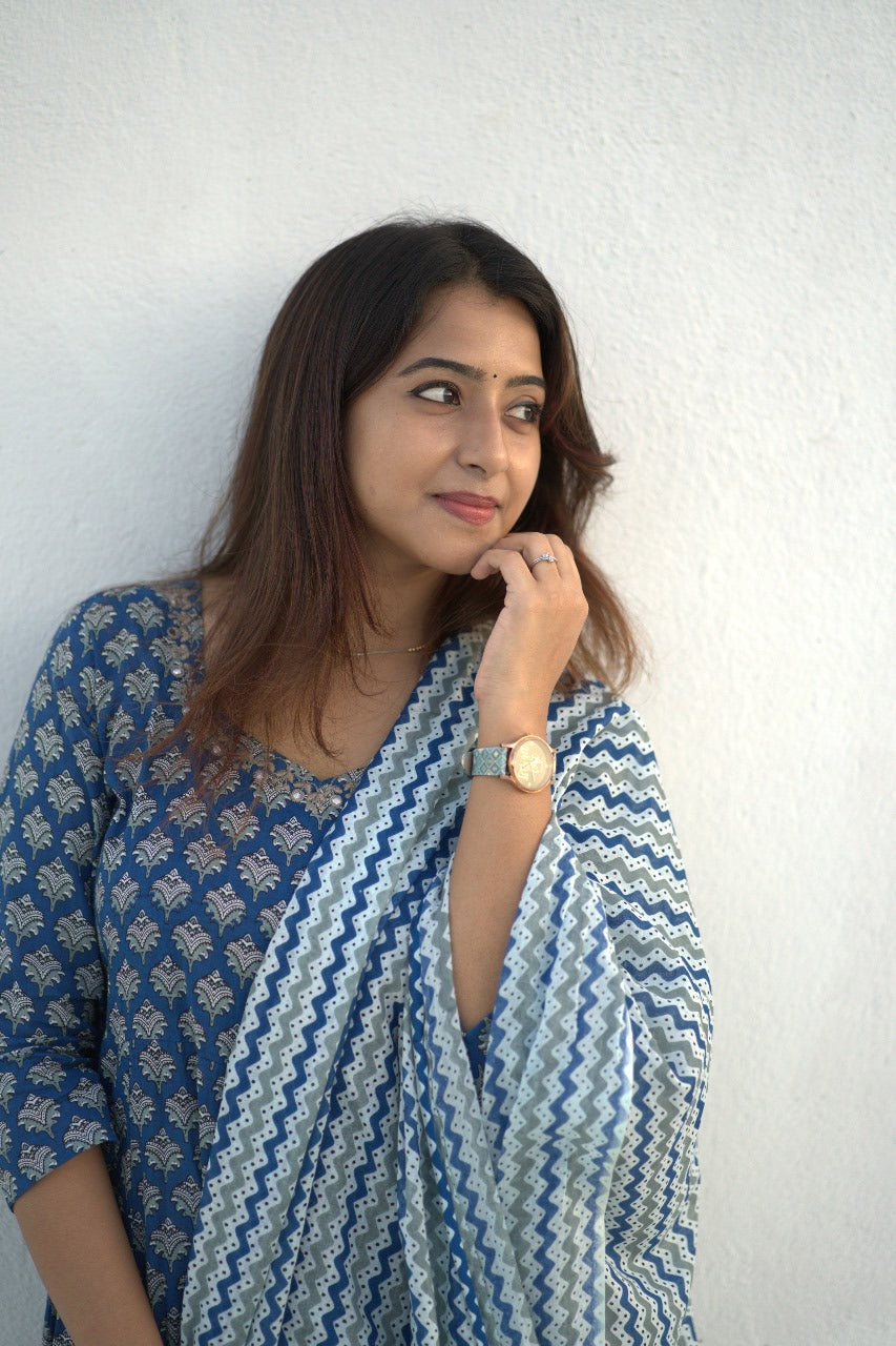 Royal Blue Jaipuri Anarkali