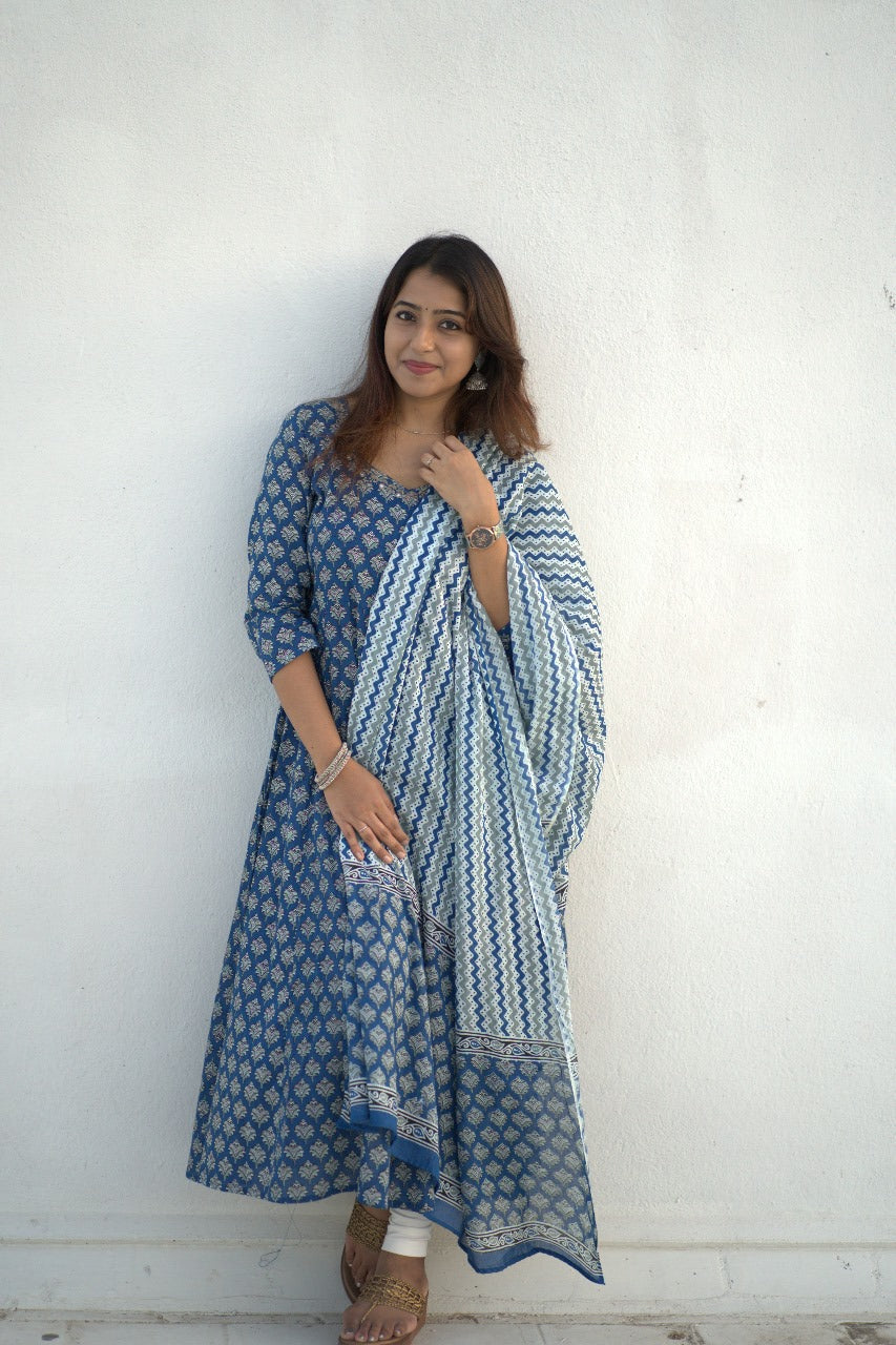 Royal Blue Jaipuri Anarkali