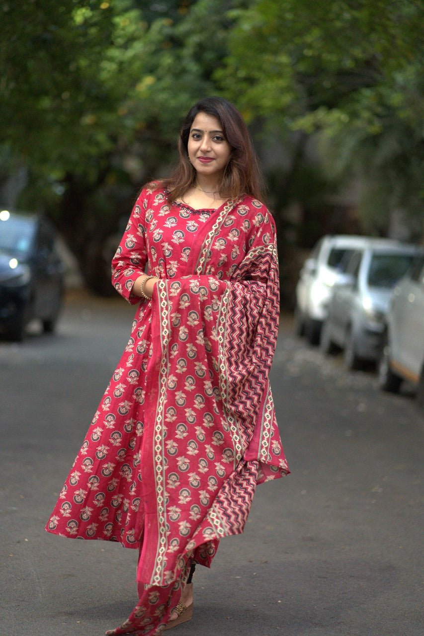 Red Jaipuri Anarkali