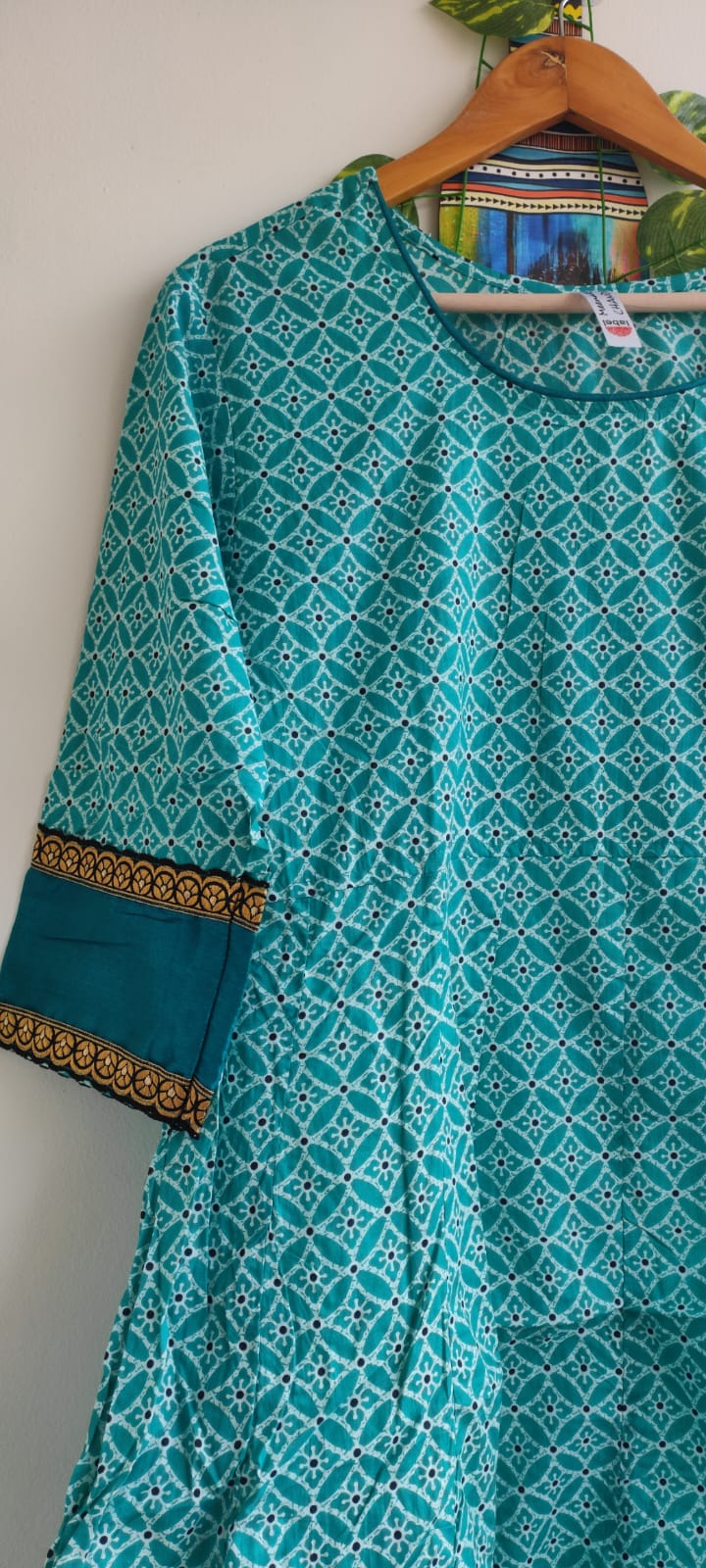 Sea green & white Jaipuri Anarkali