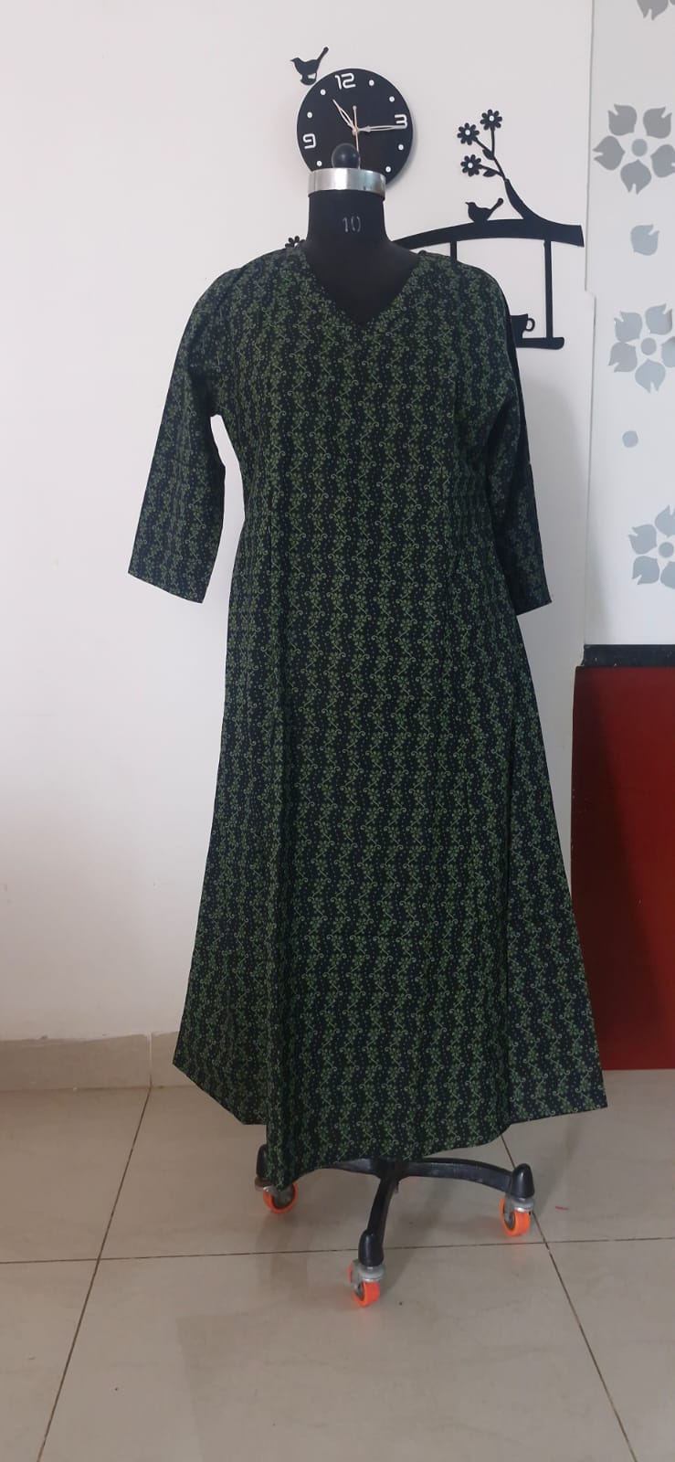 Black and Green Aline kurta