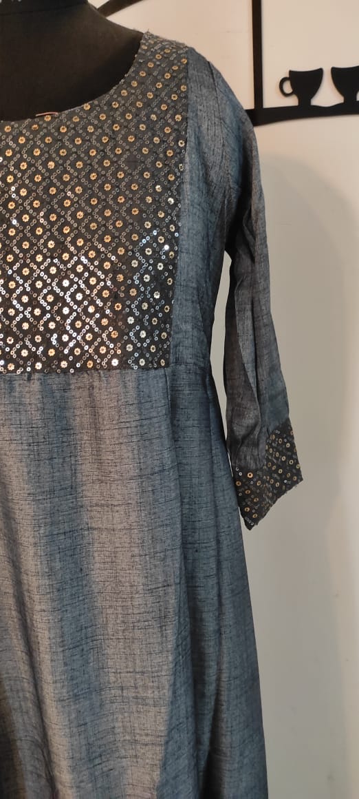Grey & Black Sequence Anarkali