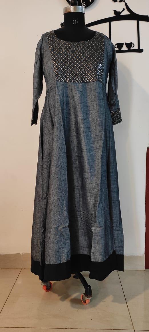 Grey & Black Sequence Anarkali