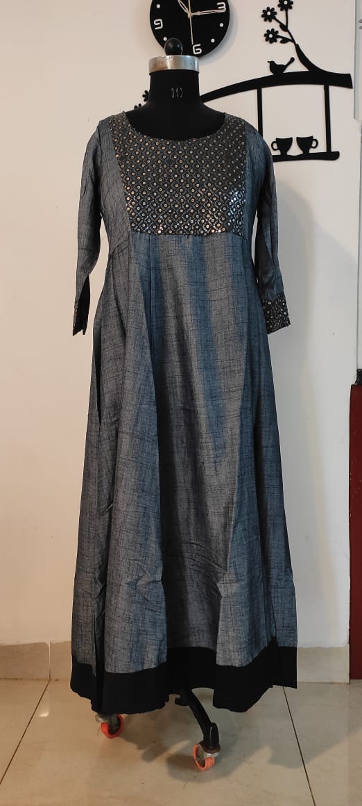 Grey & Black Sequence Anarkali