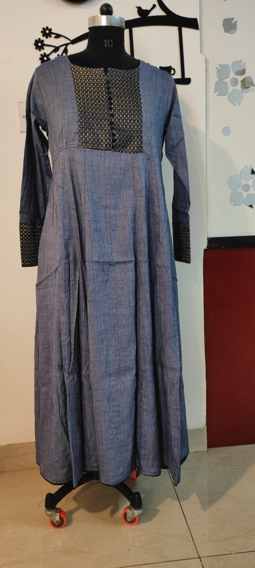 Blueish Grey Zari Anarkali