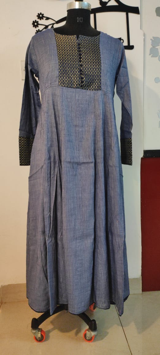 Blueish Grey Zari Anarkali