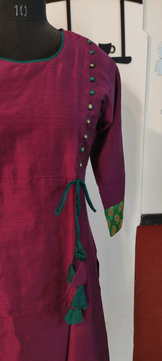 Wine Tassel zari kurta
