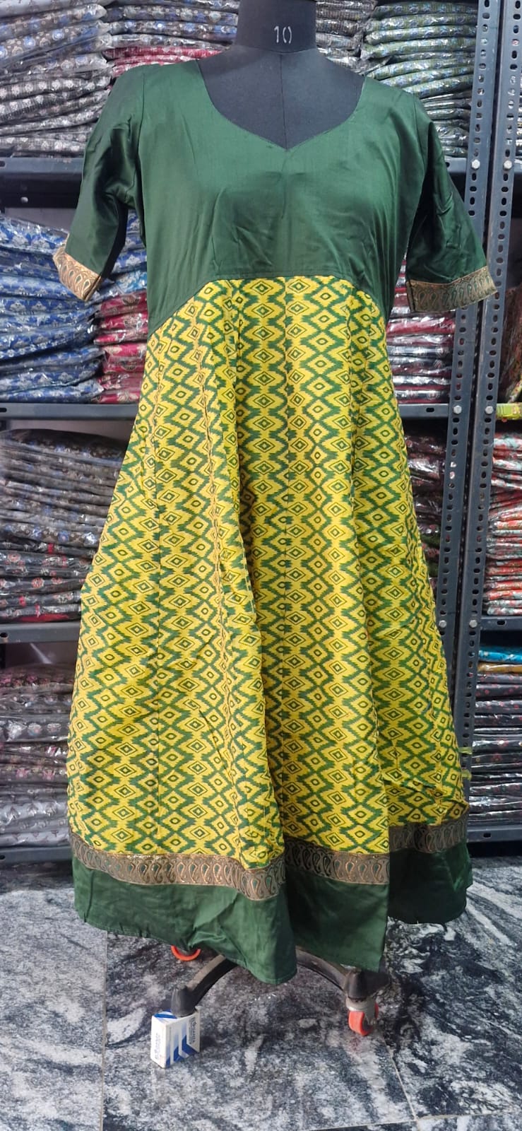 Yellow and Green Anarkali