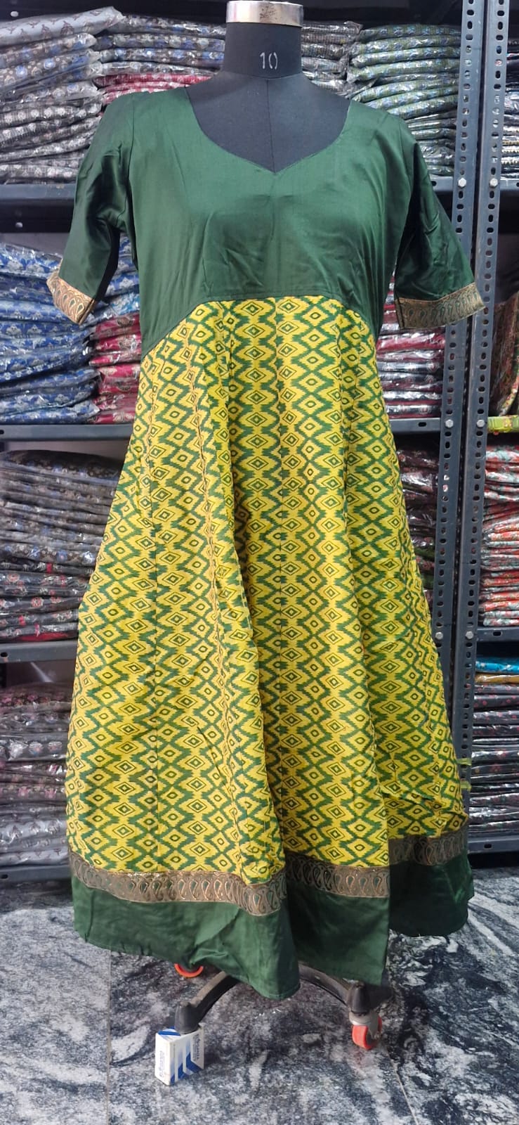 Yellow and Green Anarkali