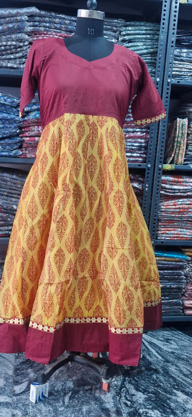 Mango Yellow and Marron Anarkali