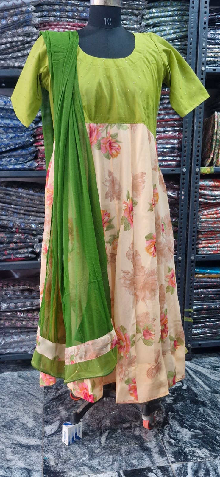 Peach and Olive Anarkali
