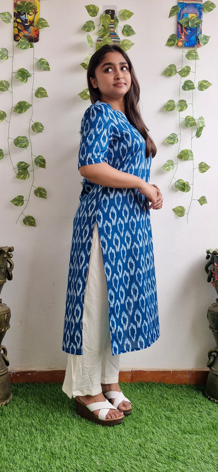 Indigo Geometric printed kurta