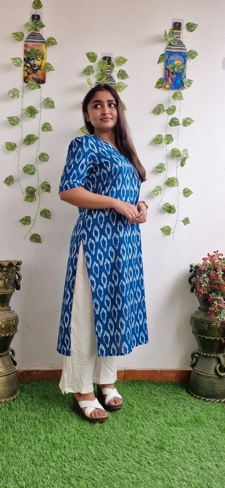 Indigo Geometric printed kurta