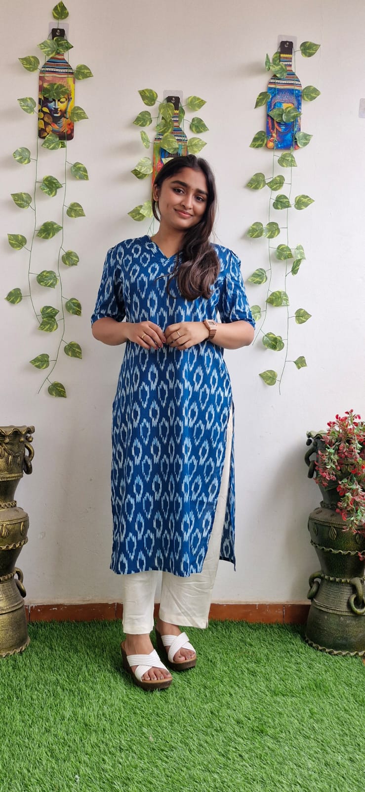 Indigo Geometric printed kurta