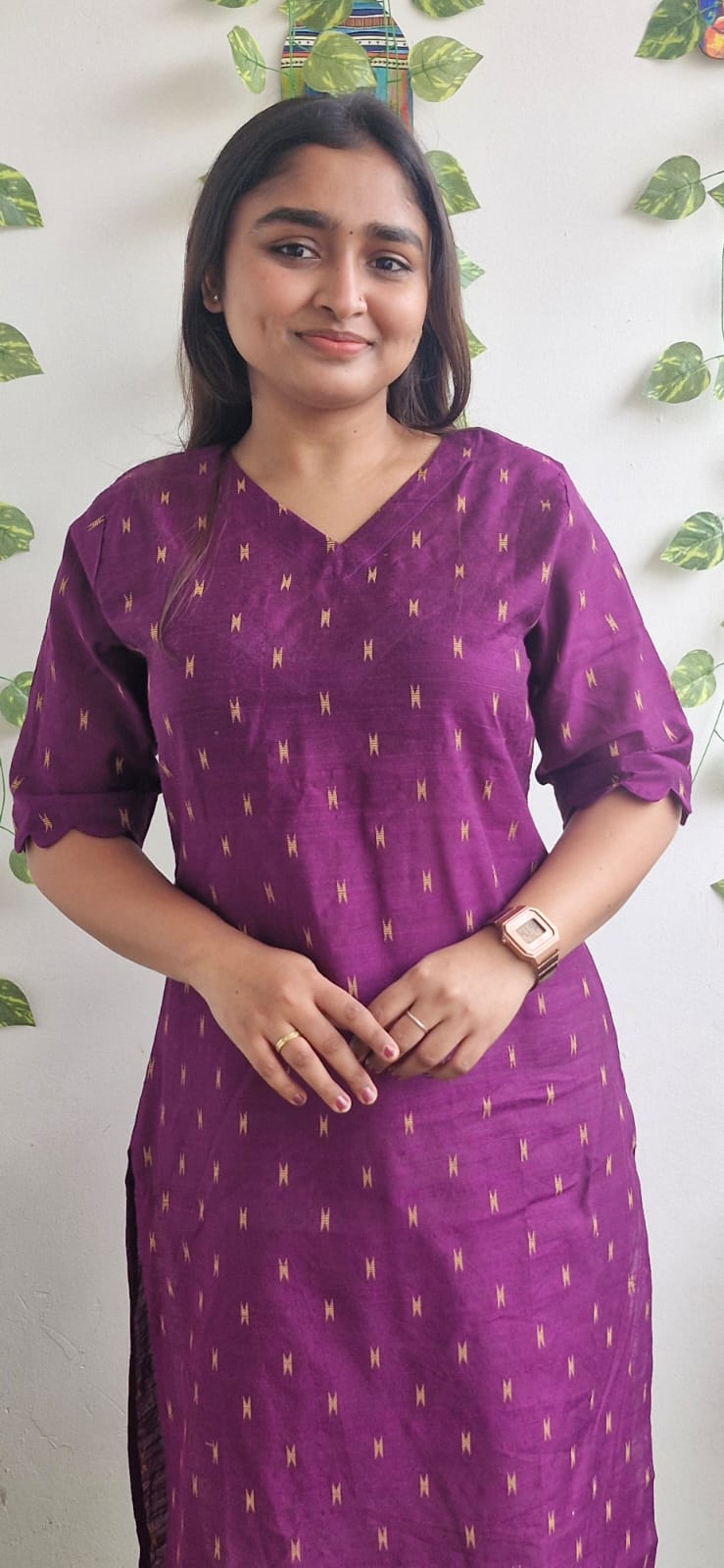 Wine zari semi silk kurta