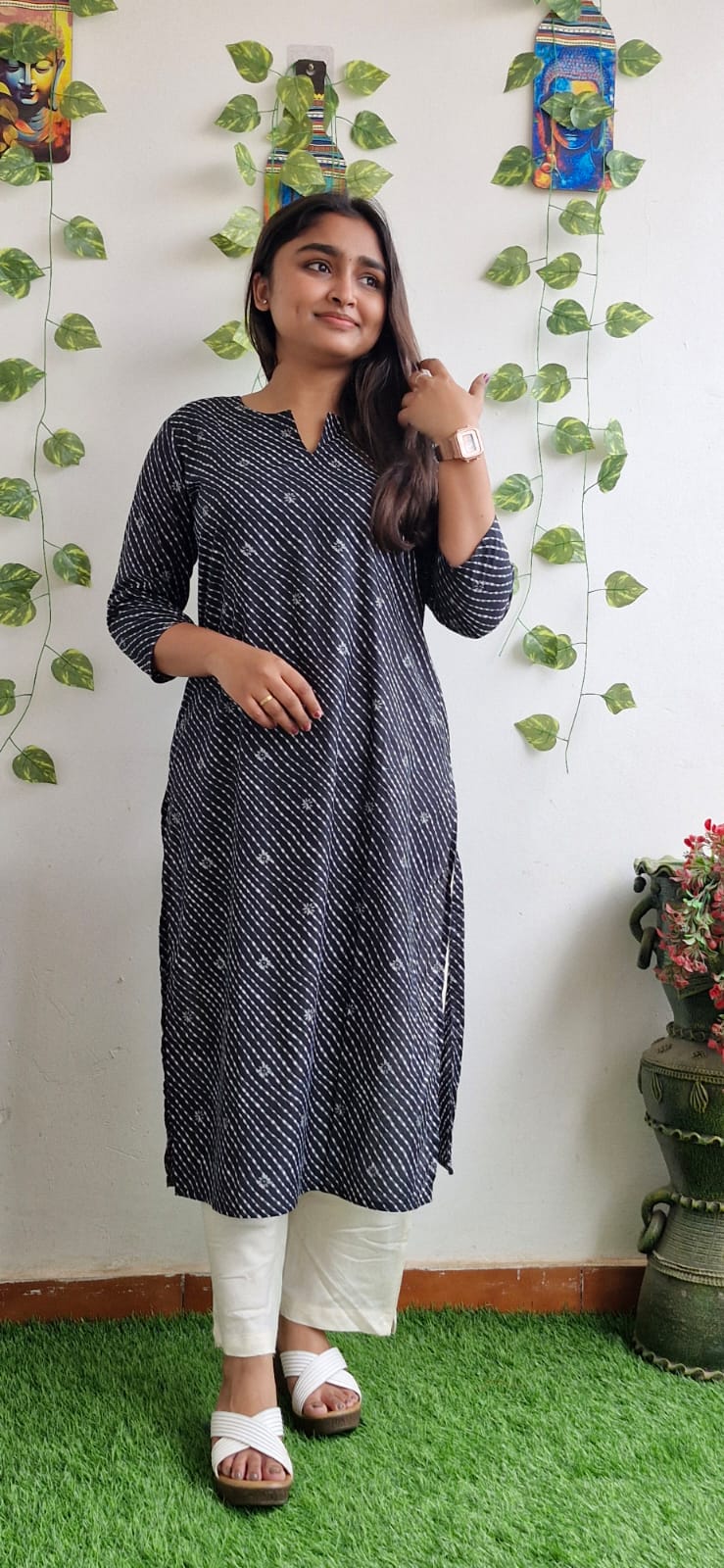 Bluish black lehariya kurta