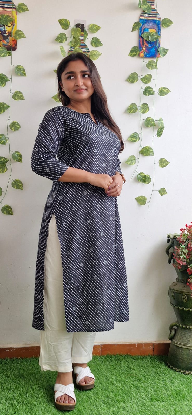 Bluish black lehariya kurta