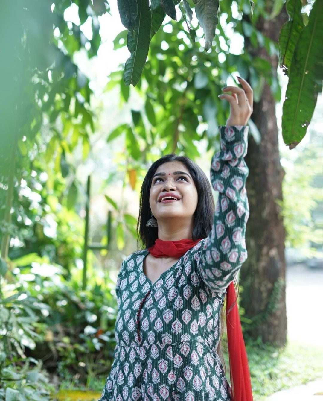 Bottle Green & Merron Anarkali