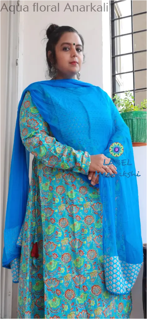 Aqua floral Anarkali SET T&D