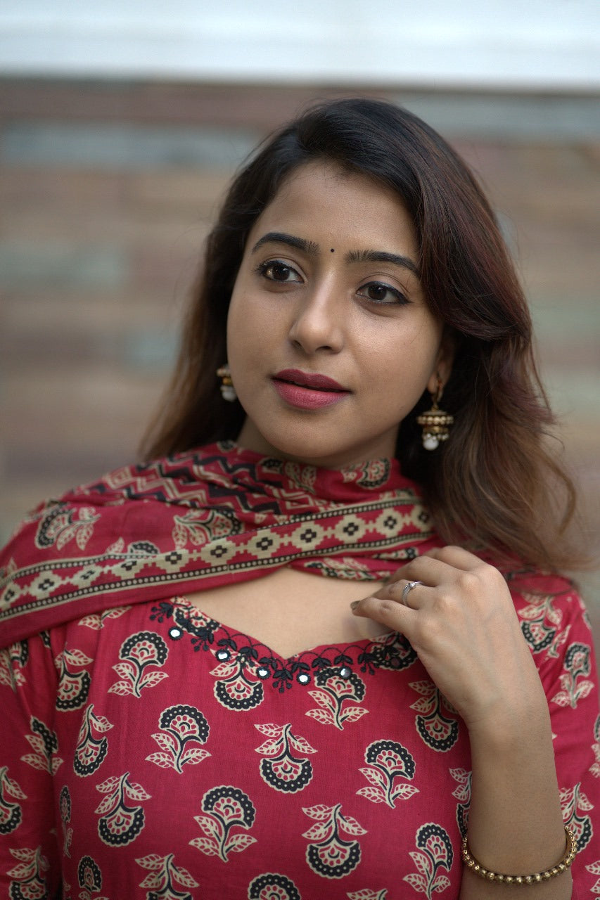 Red Jaipuri Anarkali
