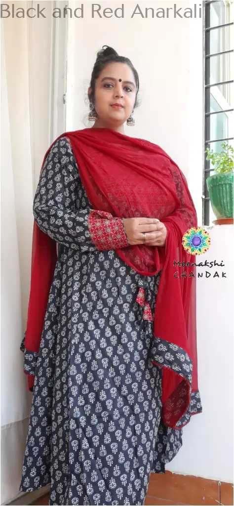 Black and Red Anarkali Medium SET T&D