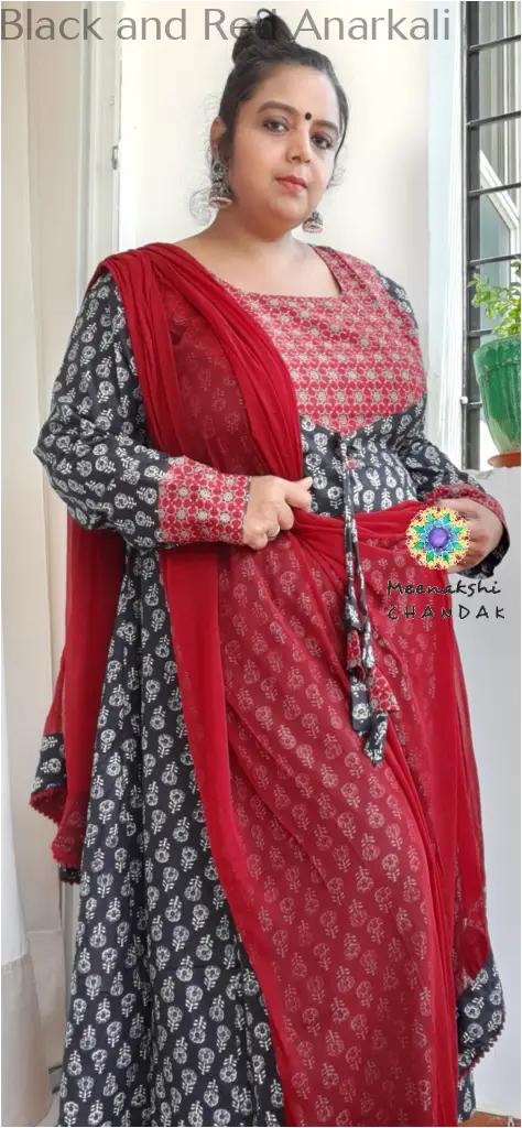 Black and Red Anarkali SET T&D