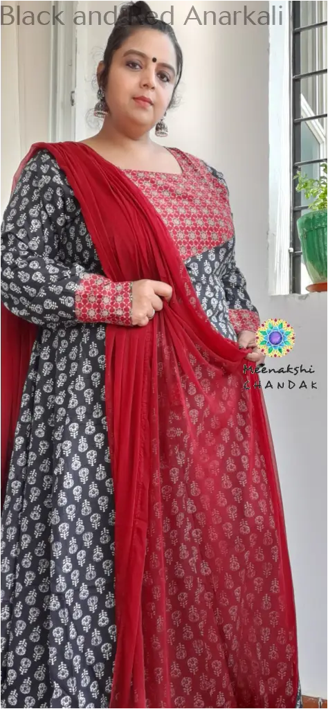 Black and Red Anarkali SET T&D