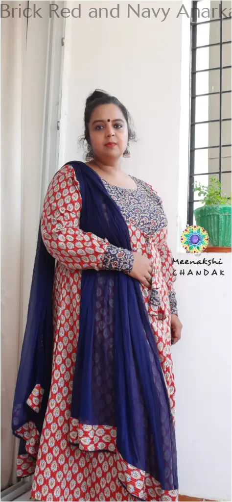 Brick Red and Navy Anarkali SET T&D