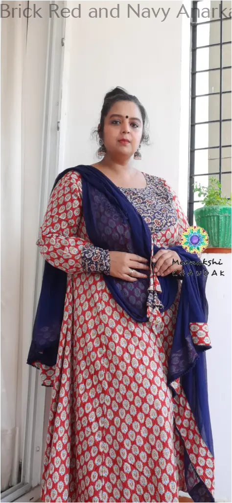Brick Red and Navy Anarkali SET T&D