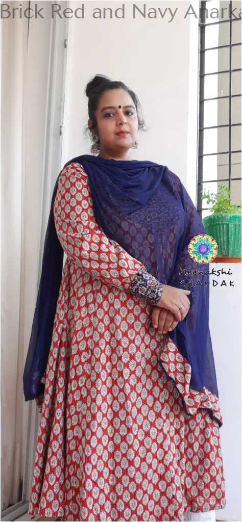 Brick Red and Navy Anarkali SET T&D
