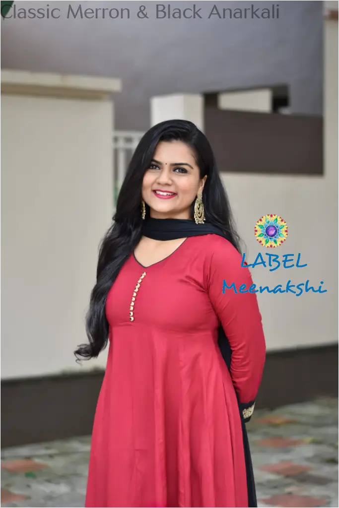 Classic Merron & Black Anarkali Sets