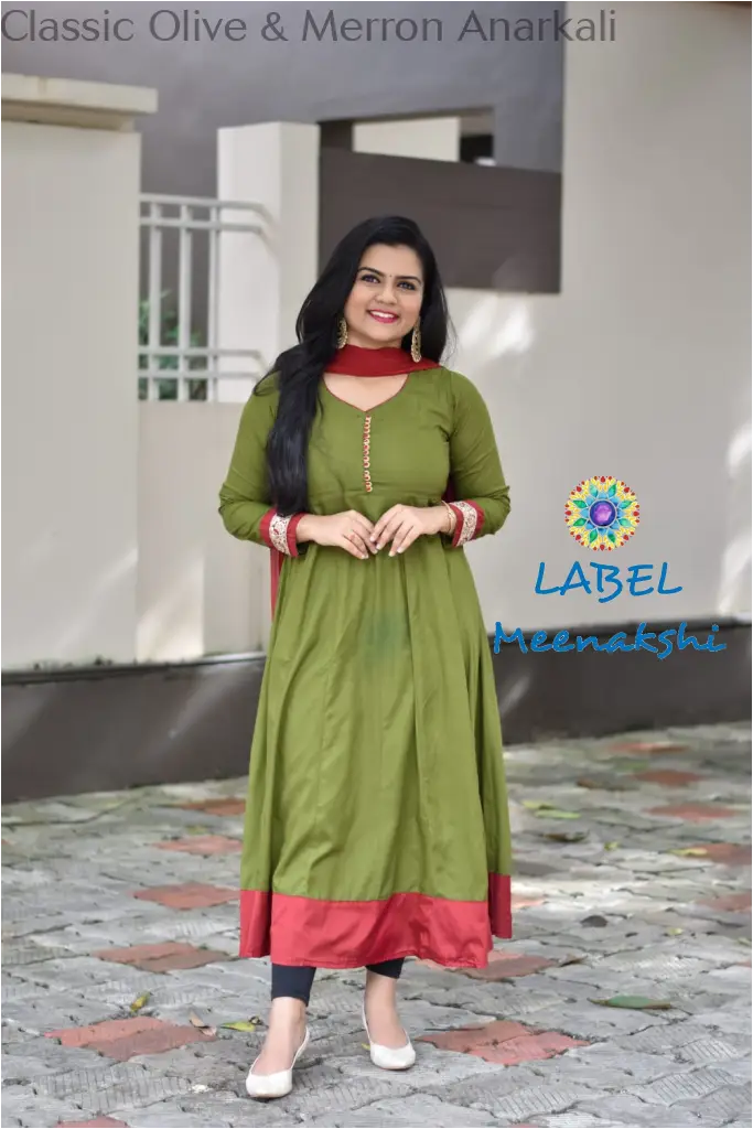 Classic Olive & Merron Anarkali Sets