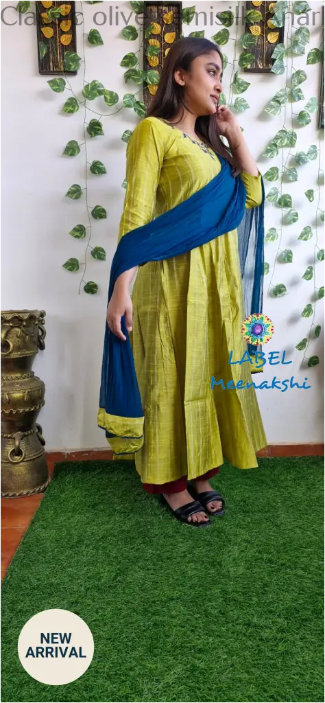 Classic olive semisilk Anarkali