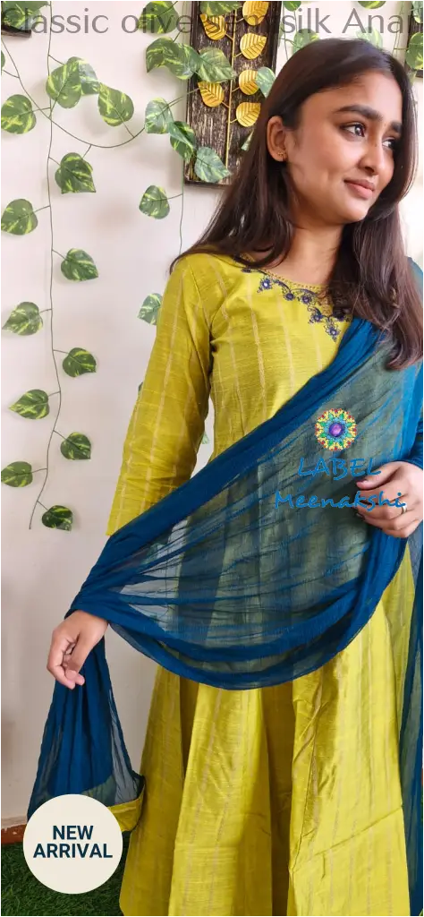 Classic olive semisilk Anarkali