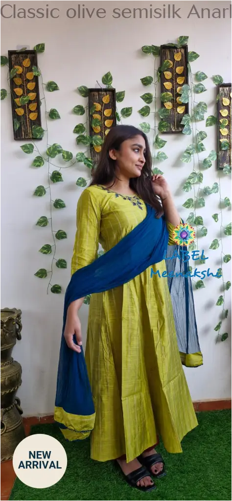 Classic olive semisilk Anarkali